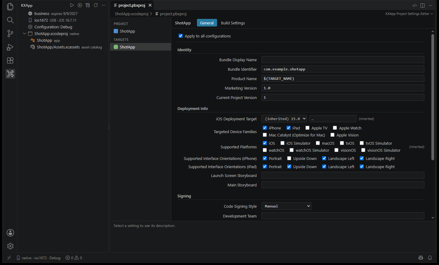 Project Settings Editor